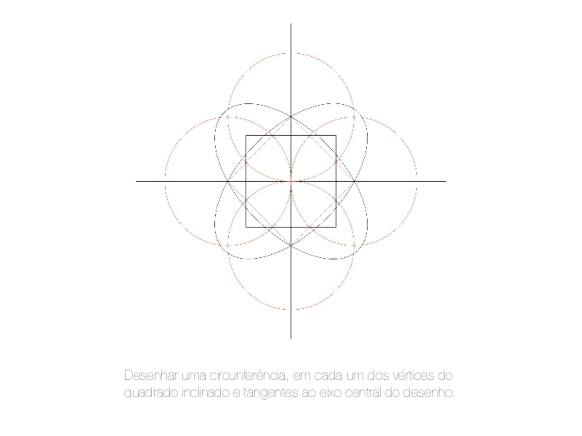 Construção geométrica do emblema — etapa 6