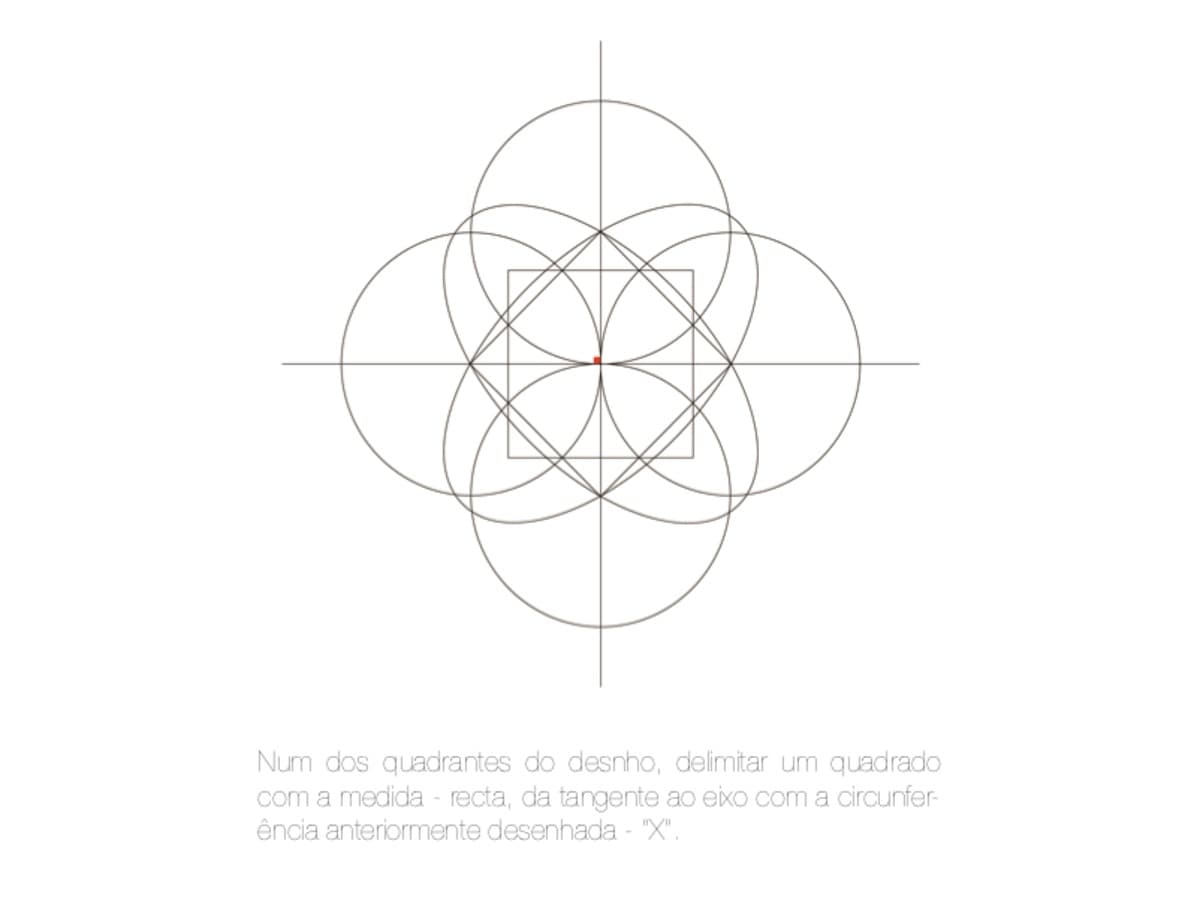 Construção geométrica do emblema — etapa 7